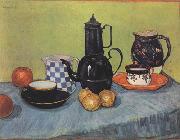 Vincent Van Gogh Still life Blue Enamel Coffeepot Earthenware and Fruit (nn04)